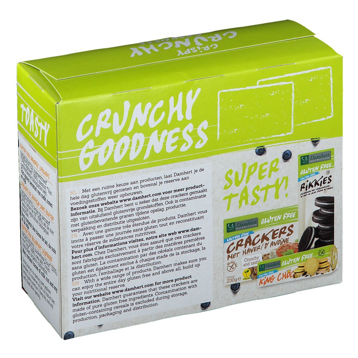 Dos de l'emballage Krakki's Sarrasin. Contient des informations sur les produits sans gluten et les valeurs nutritionnelles.