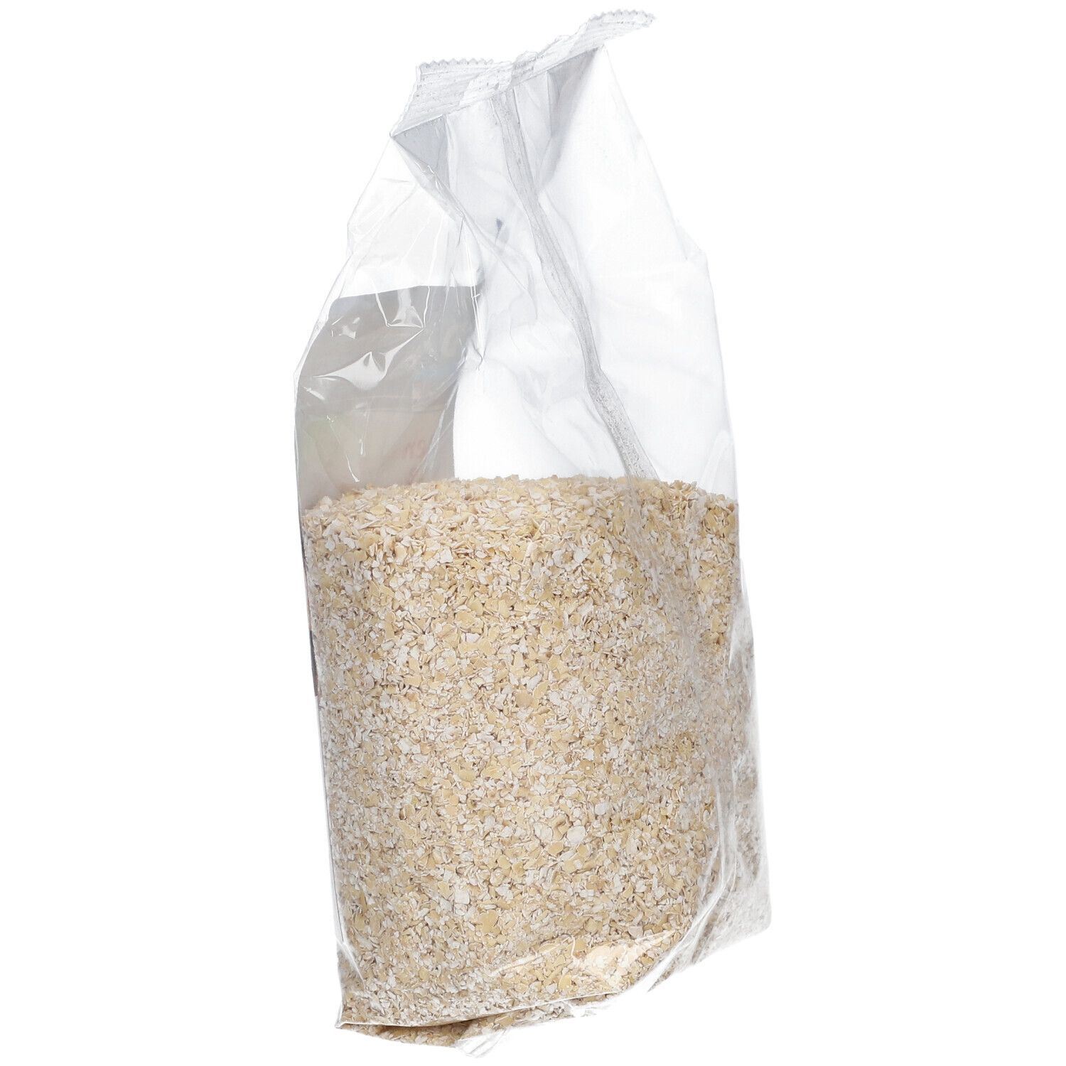 Son d'avoine BIOFOOD en emballage transparent, vue latérale. Produit visible. L'emballage est transparent.
