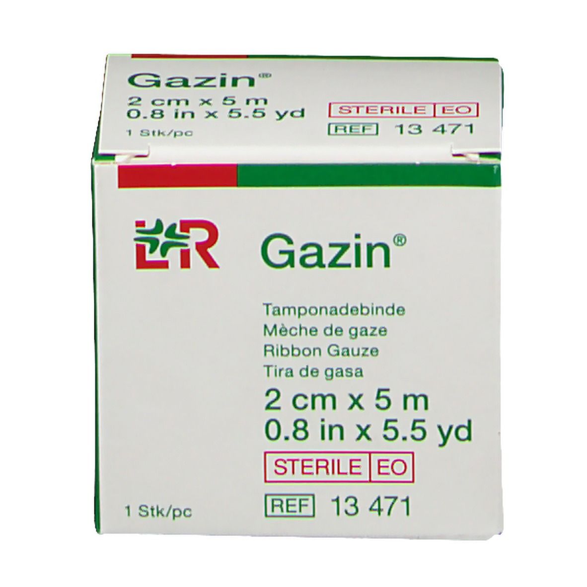 Gazin Tamponadebinden-Verpackung, 2 cm x 5 m. Sterile EO. 1 Stück.