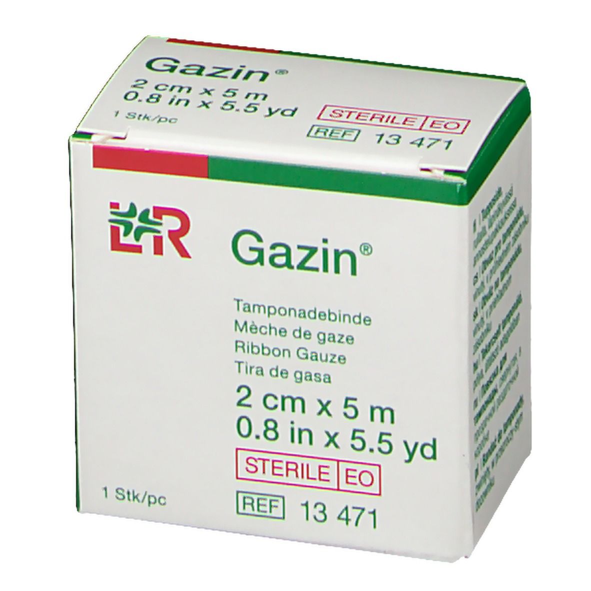 Gazin Tamponadebinden-Verpackung, 2 cm x 5 m. Sterile EO. 1 Stück.
