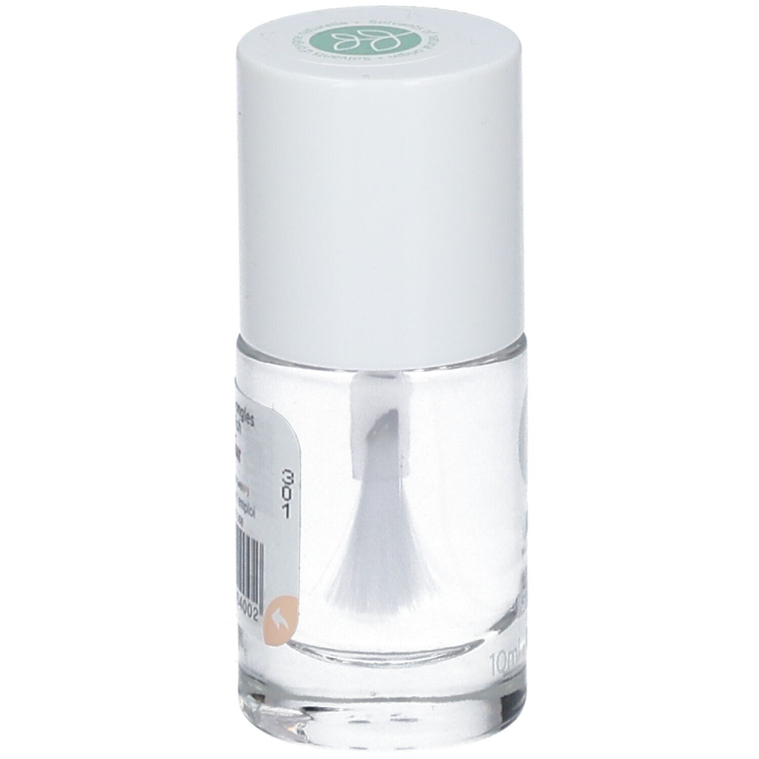 Nagellakfles met borstel. Opschrift: MÊME, SILICIUM, 10ml - 0,33 fl.oz. Streepjescode.