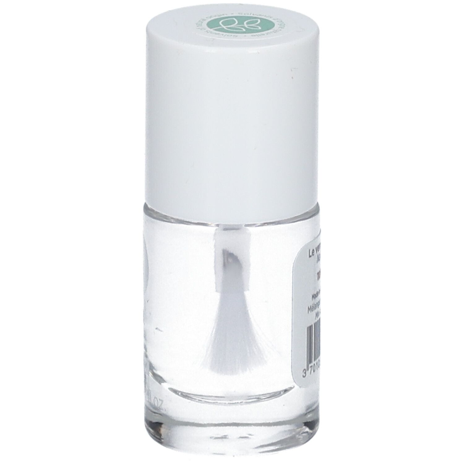 Nagellakfles met borstel. Opschrift: MÊME, SILICIUM, 10ml - 0,33 fl.oz. Streepjescode.