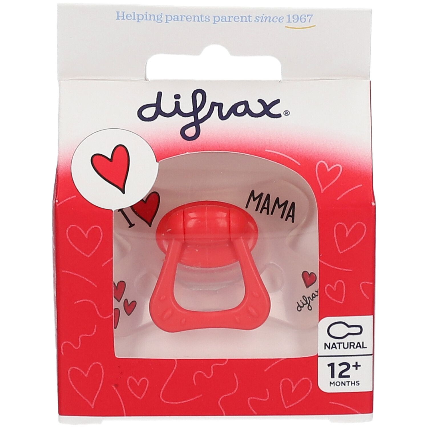 Difrax  Sucette Natural 12+ mois - I love Papa