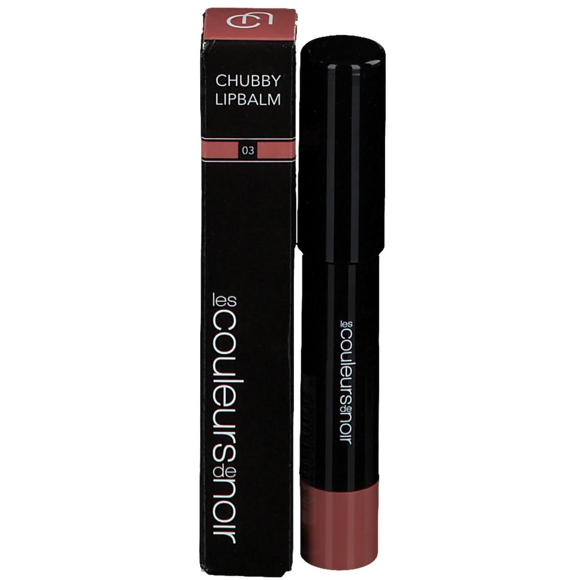 Chubby Lipbalm, Farbe 03, in schwarzer Verpackung mit Markenlogo.