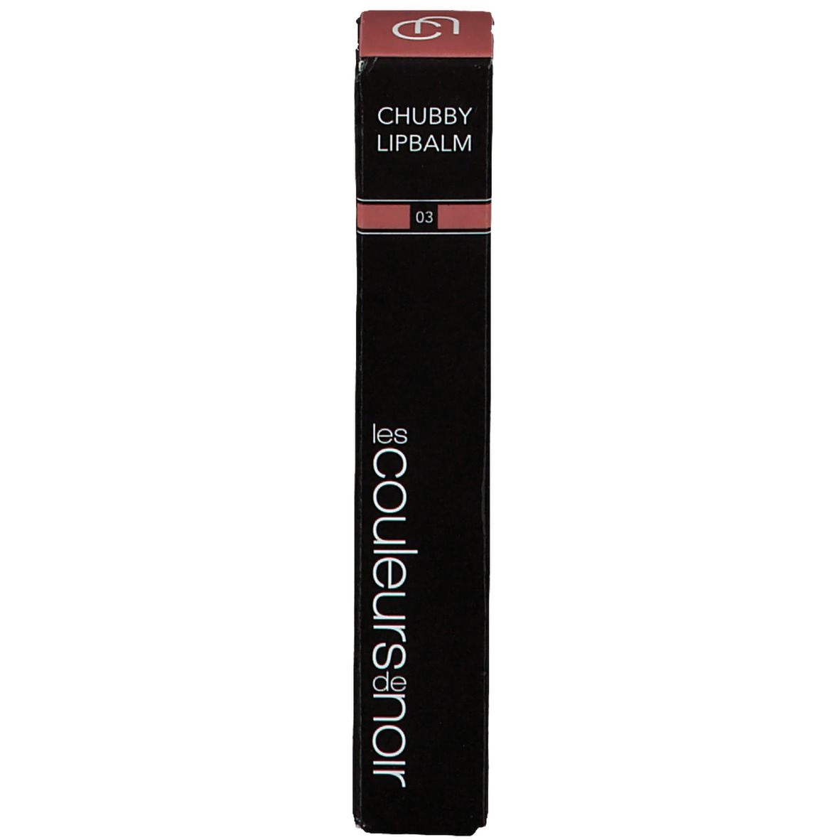 Verpackung für Chubby Lipbalm, Farbe 03, Marke Les Couleurs Noir.