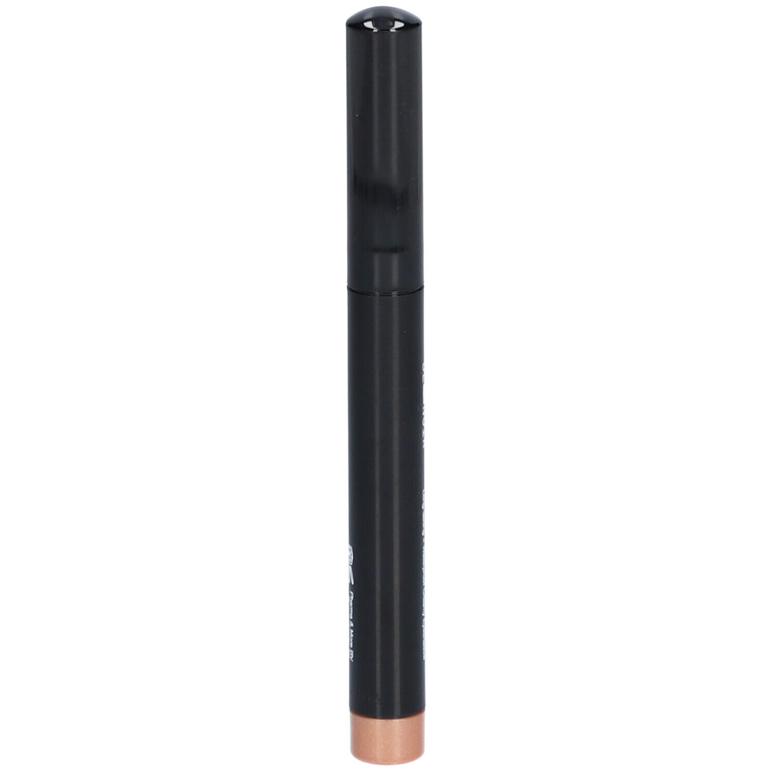 Schwarzer Lidschattenstift mit Champagner-Farbe. Aufschrift: LES COULEURS DE NOIR. STYLO OAP WP 01.
