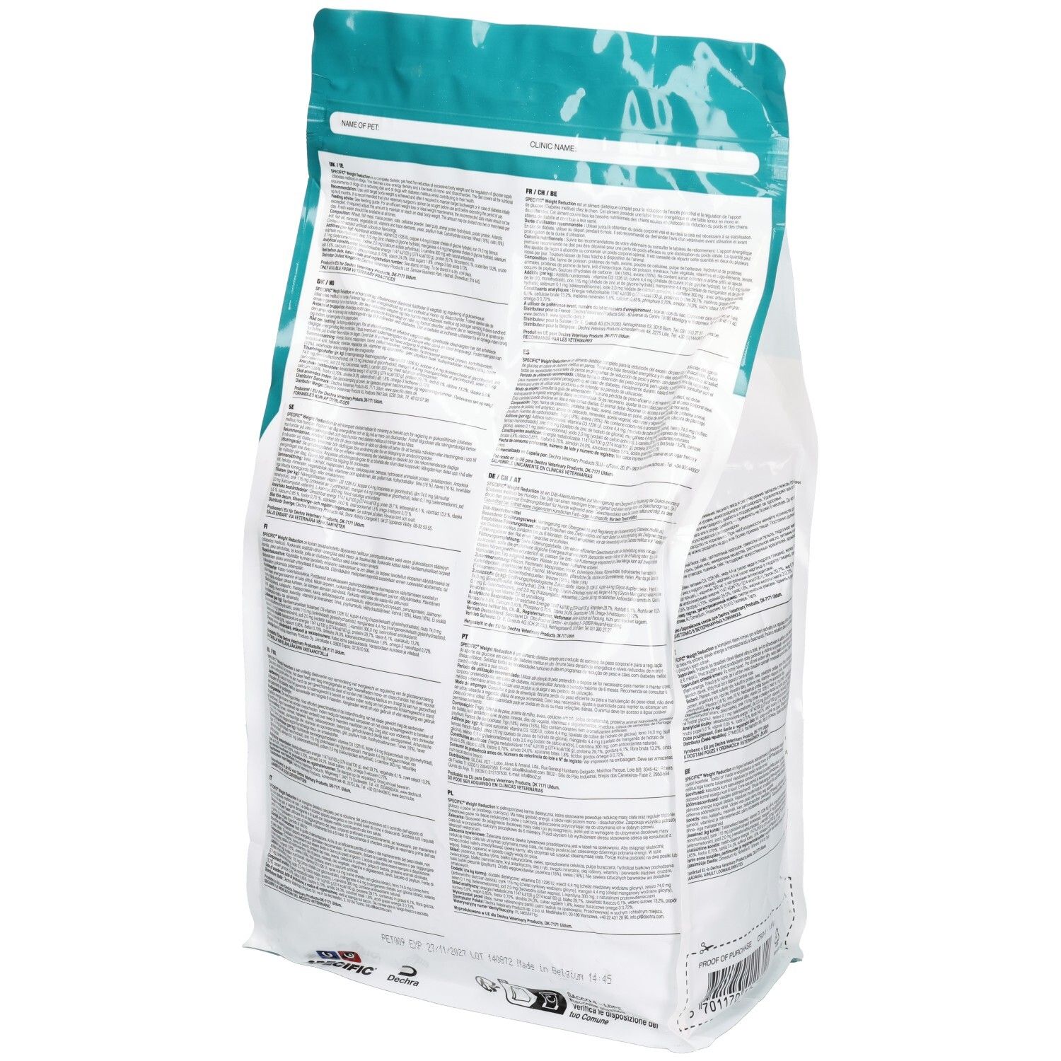 Seitenansicht des SPECIFIC CRD-1 Weight Reduction Hundefutterbeutels.