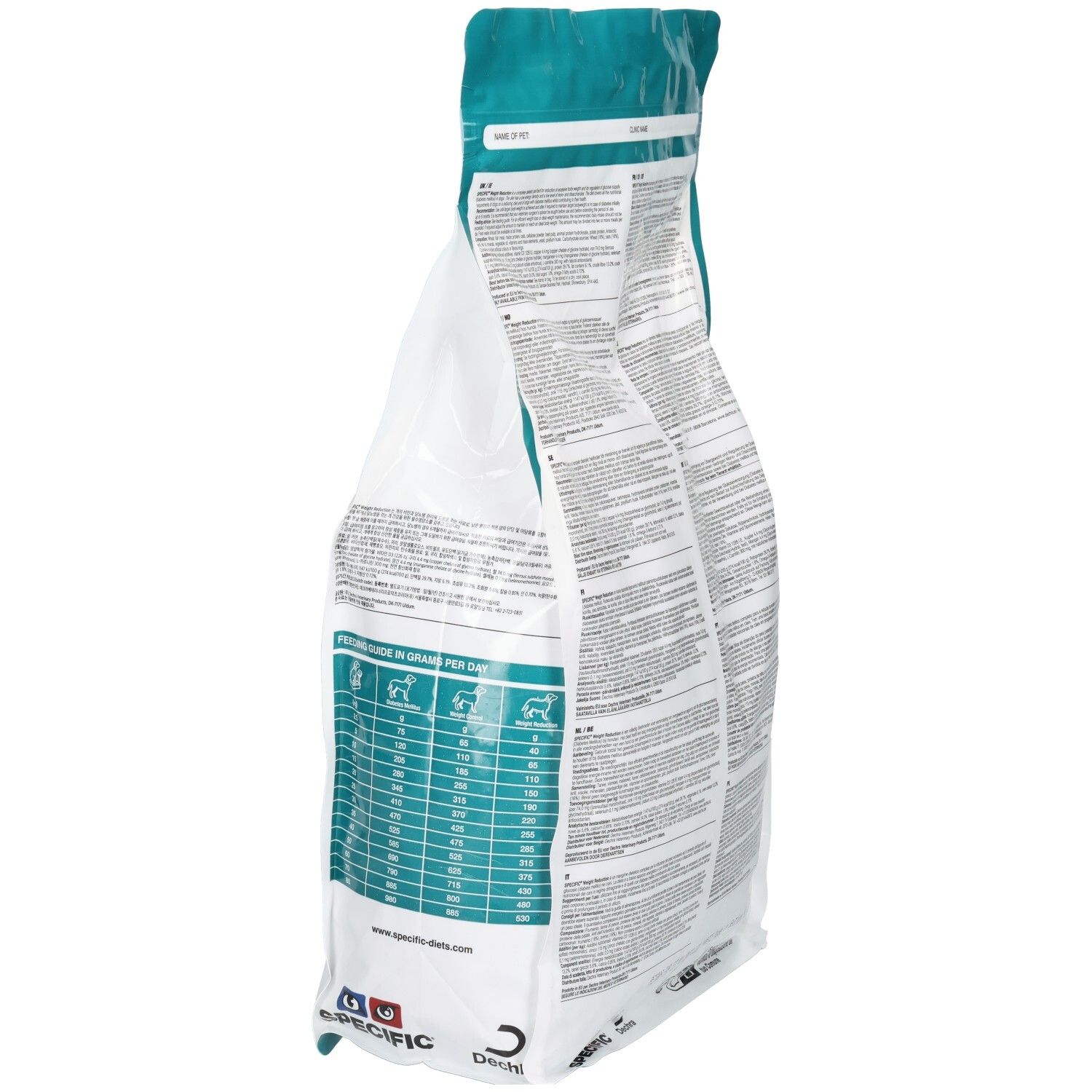 SPECIFIC CRD-1 Weight Reduction Hundefutter, 1,6 kg Beutel, Vorderseite mit Hundesymbol.