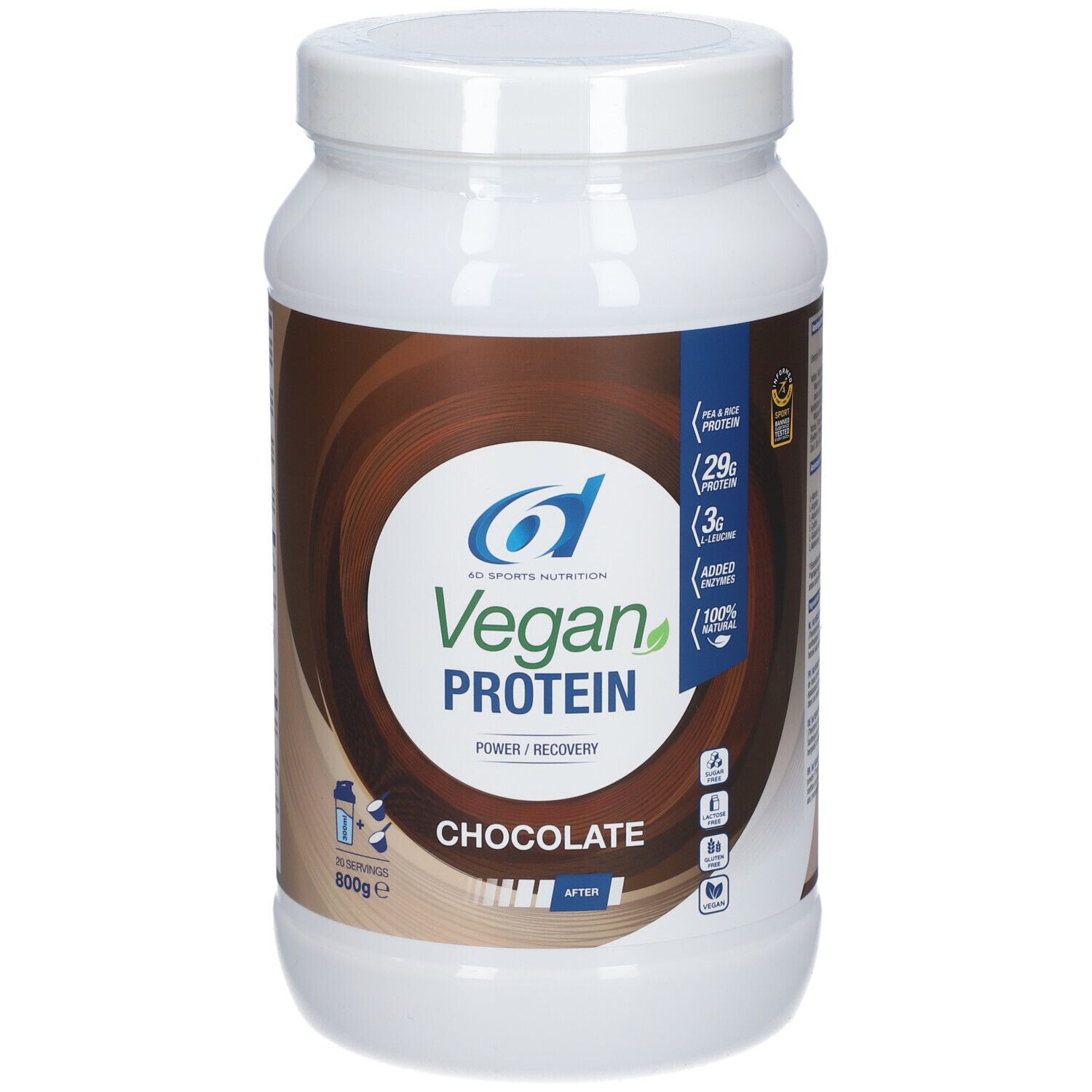 6D Sports Nutrition Vegan Protein Chocolate 800 g Pulver