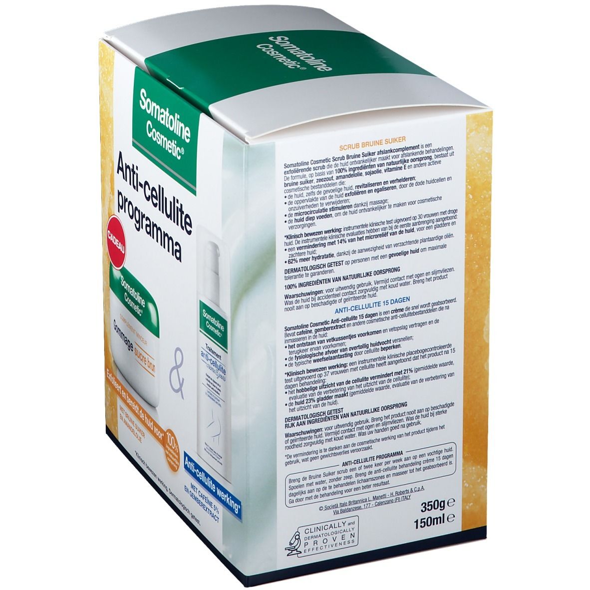 Dos du coffret cadeau avec informations produit. Texte en français, détails ingrédients et utilisation.
