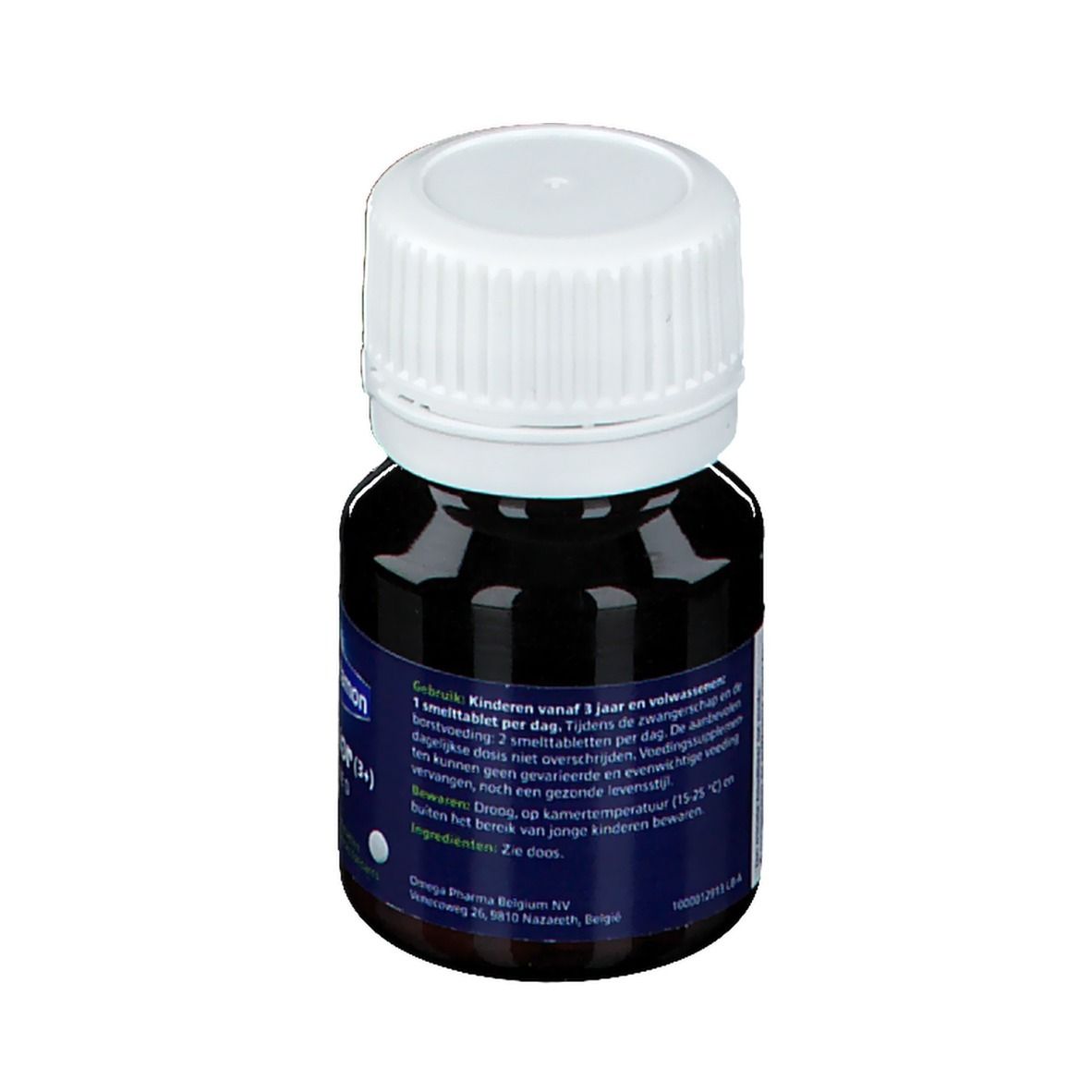 Fles Davitamon Junior (3+) Vitamine D. Blauw etiket, witte dop. 150 tabletten.