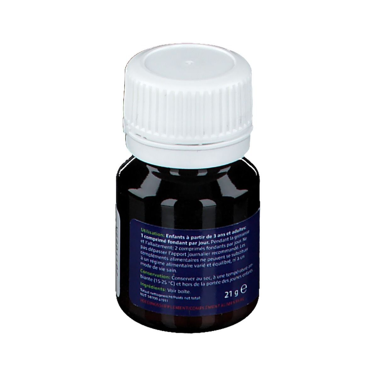 Fles Davitamon Junior (3+) Vitamine D. Blauw etiket, witte dop. 150 tabletten.