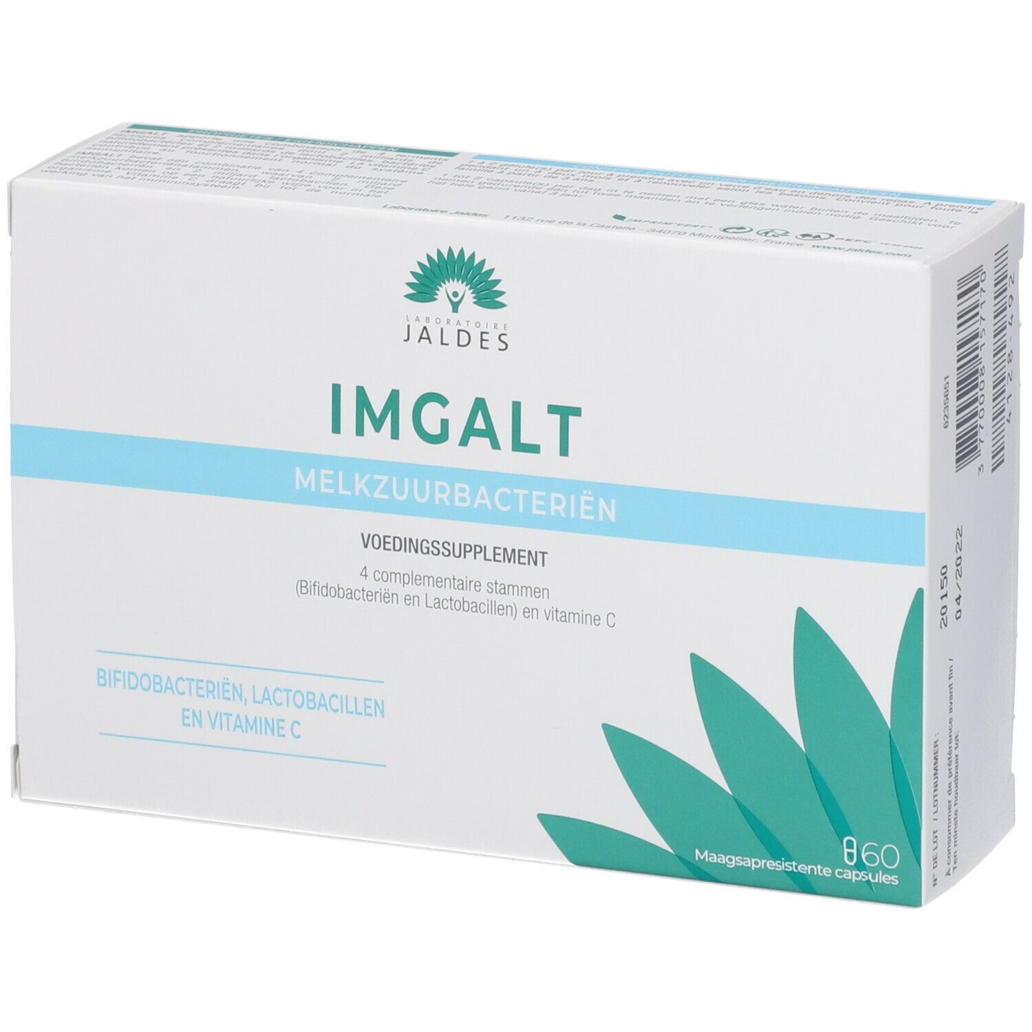 Witte doos IMGALT, tekst in het Nederlands. Bevat 860 capsules. Merk JALDES.
