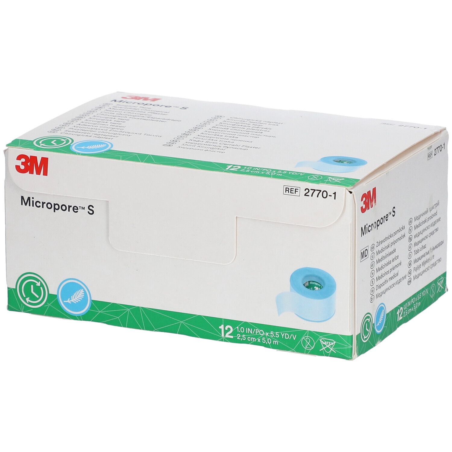 3M™ Micropore™ S Sparadrap adhésif chirurgical 2,5 cm x 5 m