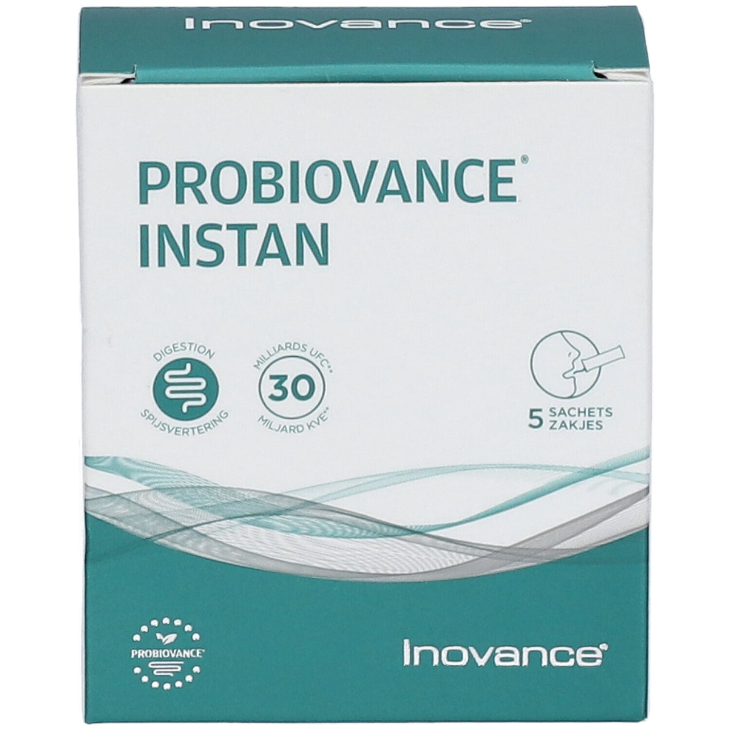 Vooraanzicht van de verpakking Inovance Probiovance Instant. Toont productnaam, logo en belangrijke informatie.