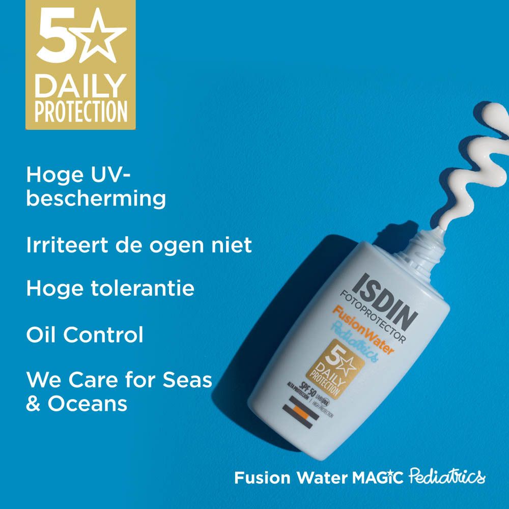 ISDIN Fotoprotector Pediatrics Fusion Water MAGIC Sonnencreme mit 5-Sterne-Tageslichtschutz. Hoher UV-Schutz.