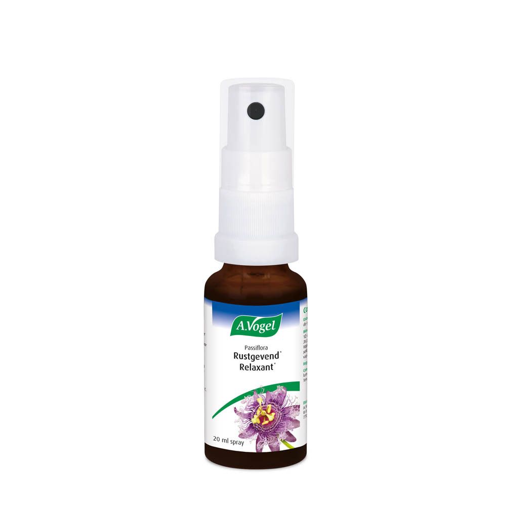 A.Vogel Passiflora Rustgevend Relaxant spray. Flacon en verre brun avec vaporisateur. 20 ml.