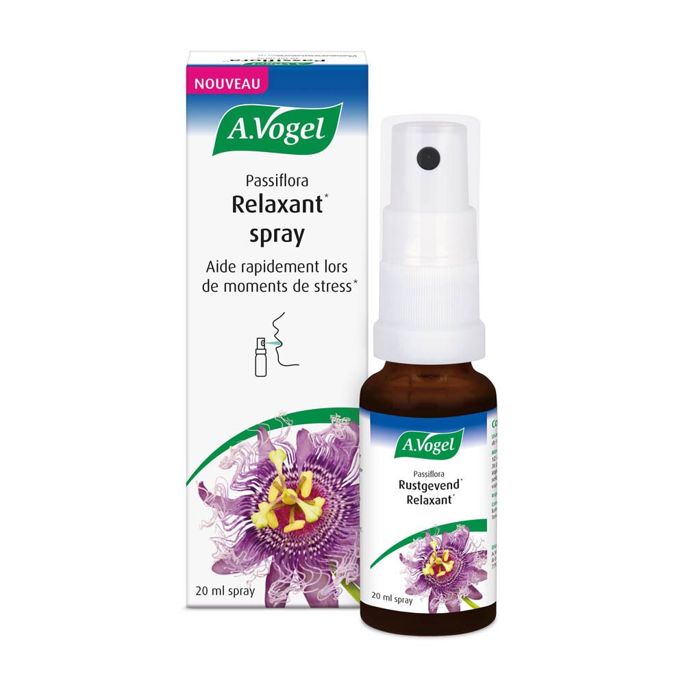 A.Vogel Passiflora Relaxant spray. Flacon en verre brun avec vaporisateur. 20 ml.