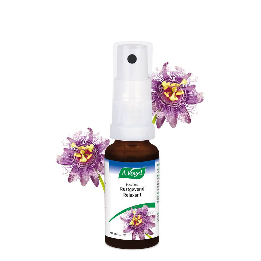 A.Vogel Passiflora Rustgevend Relaxant spray. Flacon en verre brun avec vaporisateur. 20 ml.