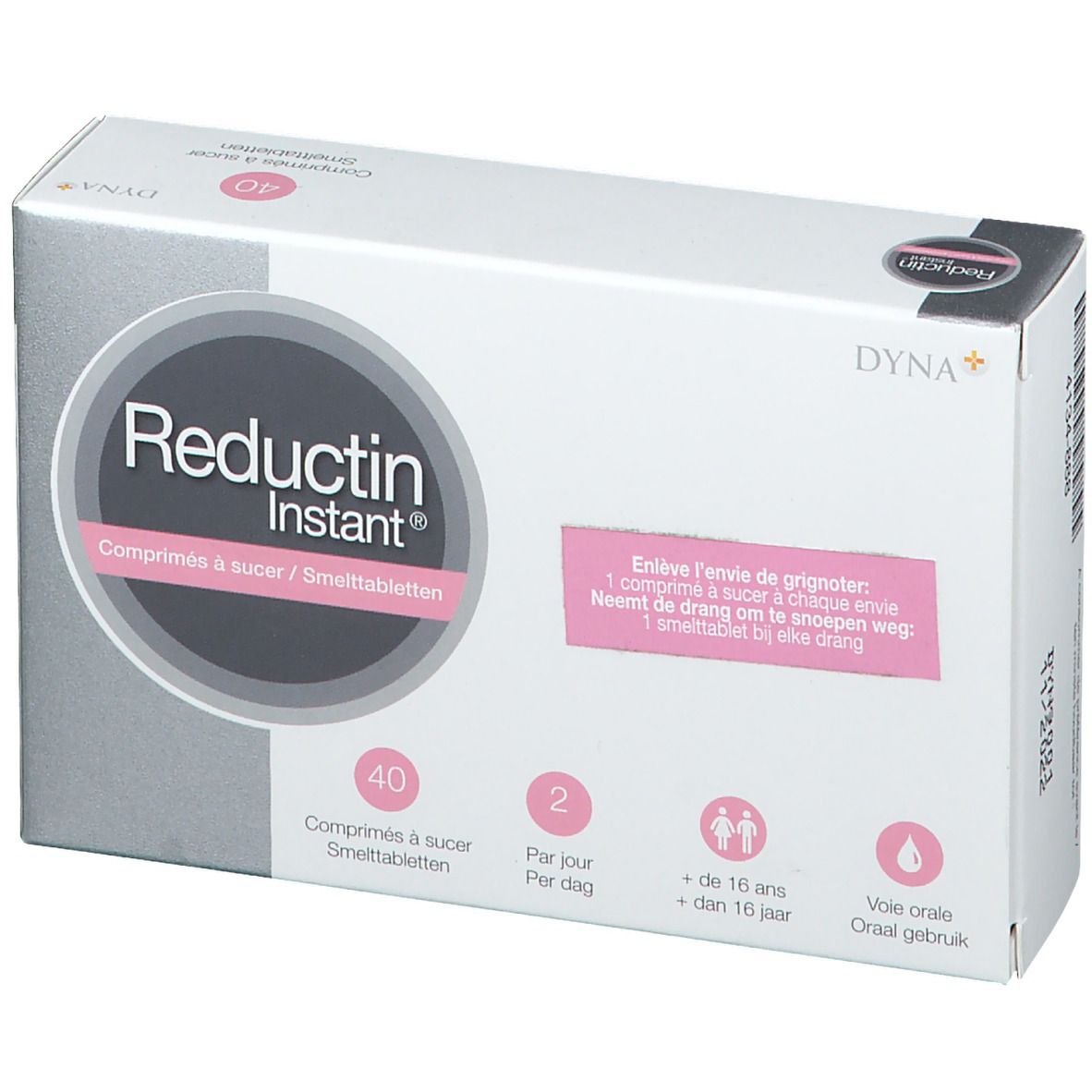 Boîte "Reductin Instant". 40 comprimés, 2 par jour, à partir de 16 ans, voie orale.