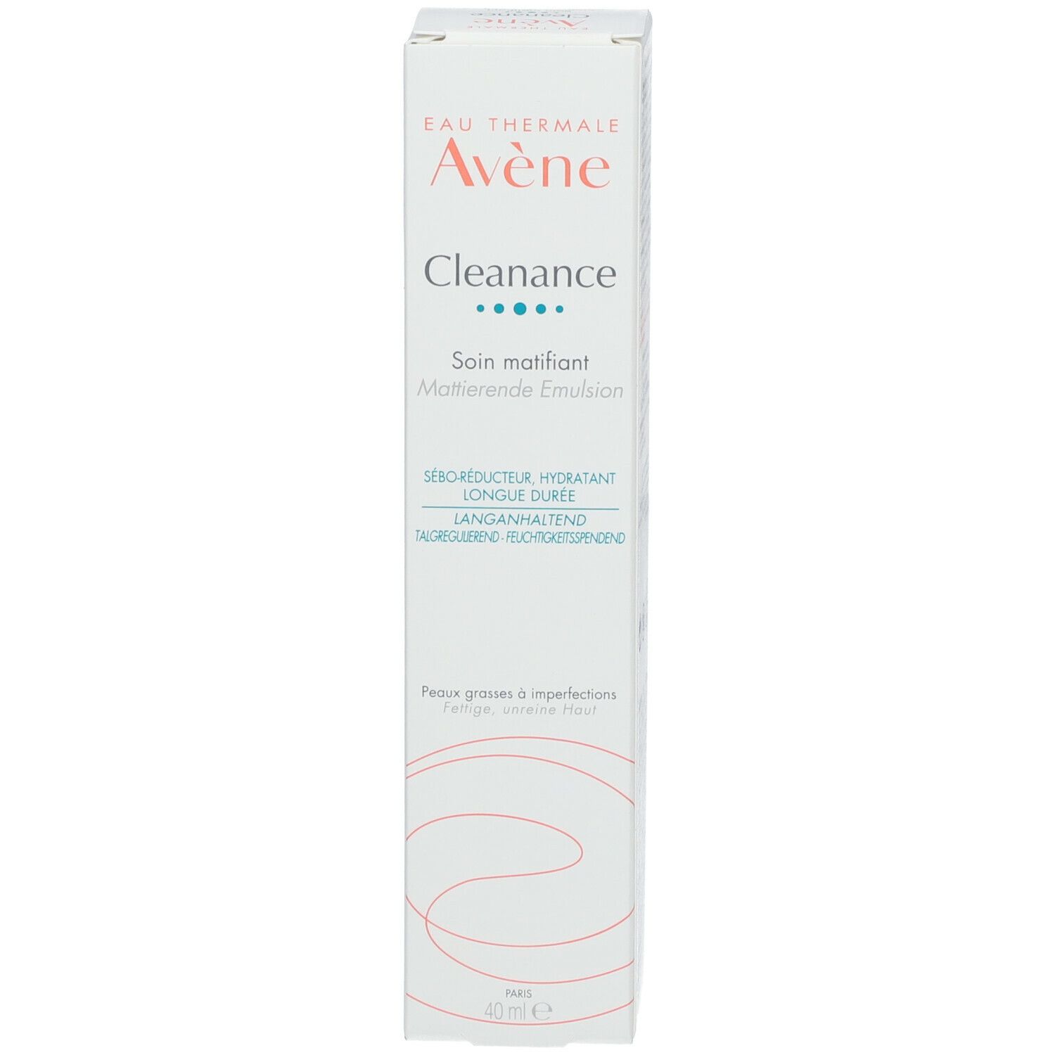 Kartonnen verpakking. Wit met product- en merknaam. Bevat 40 ml.
