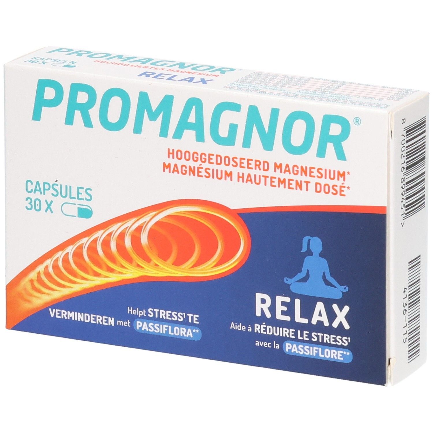 Promagnor® Relax Hooggedoseerd Magnesium 350 mg & Passiflora 200 Vitamines 30 Harde capsules