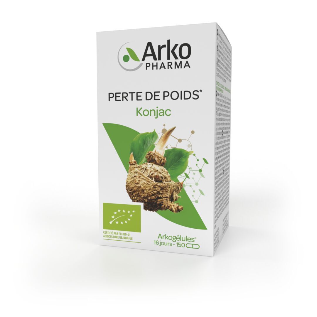 Emballage avec logo et informations. Tons verts et blancs.
