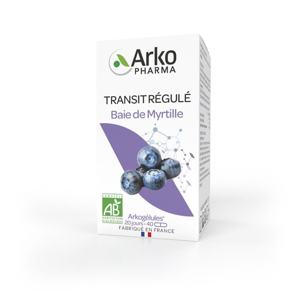 Dos de la boîte blanche. Ingrédients, conseils d'utilisation. 40 gélules.