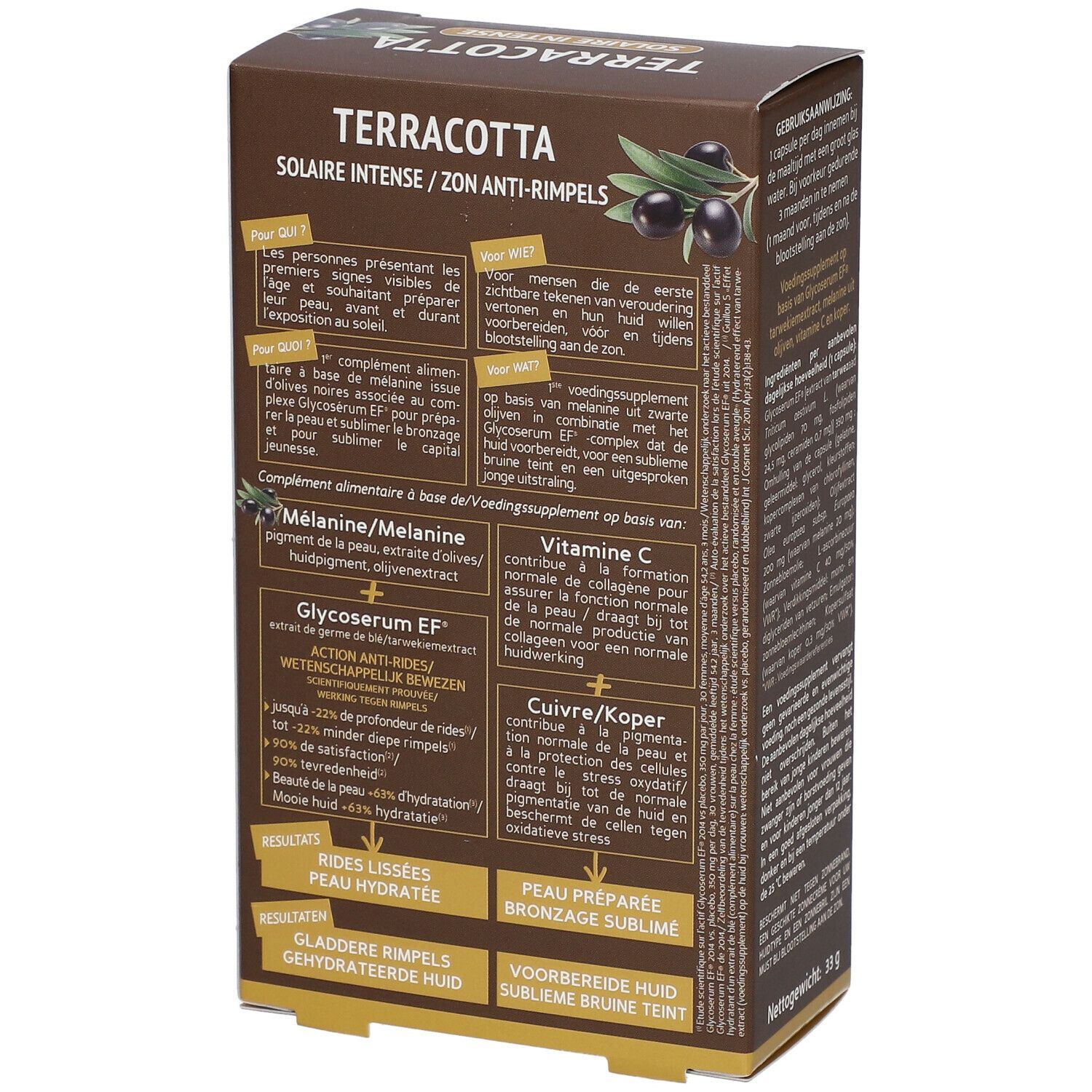 Détail de la boîte BIOCYTE Terracotta Solaire Intensiv. Informations et ingrédients.