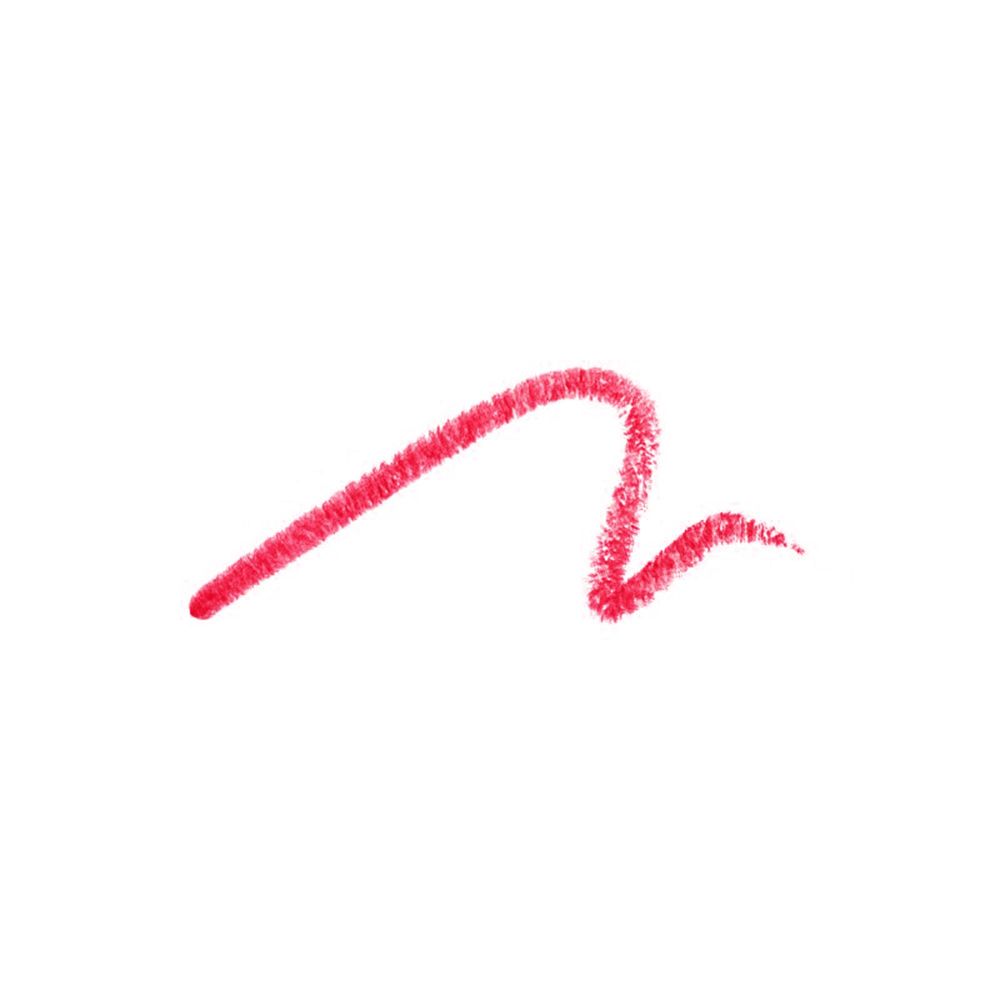 Trait de rouge à lèvres rose sur fond blanc.