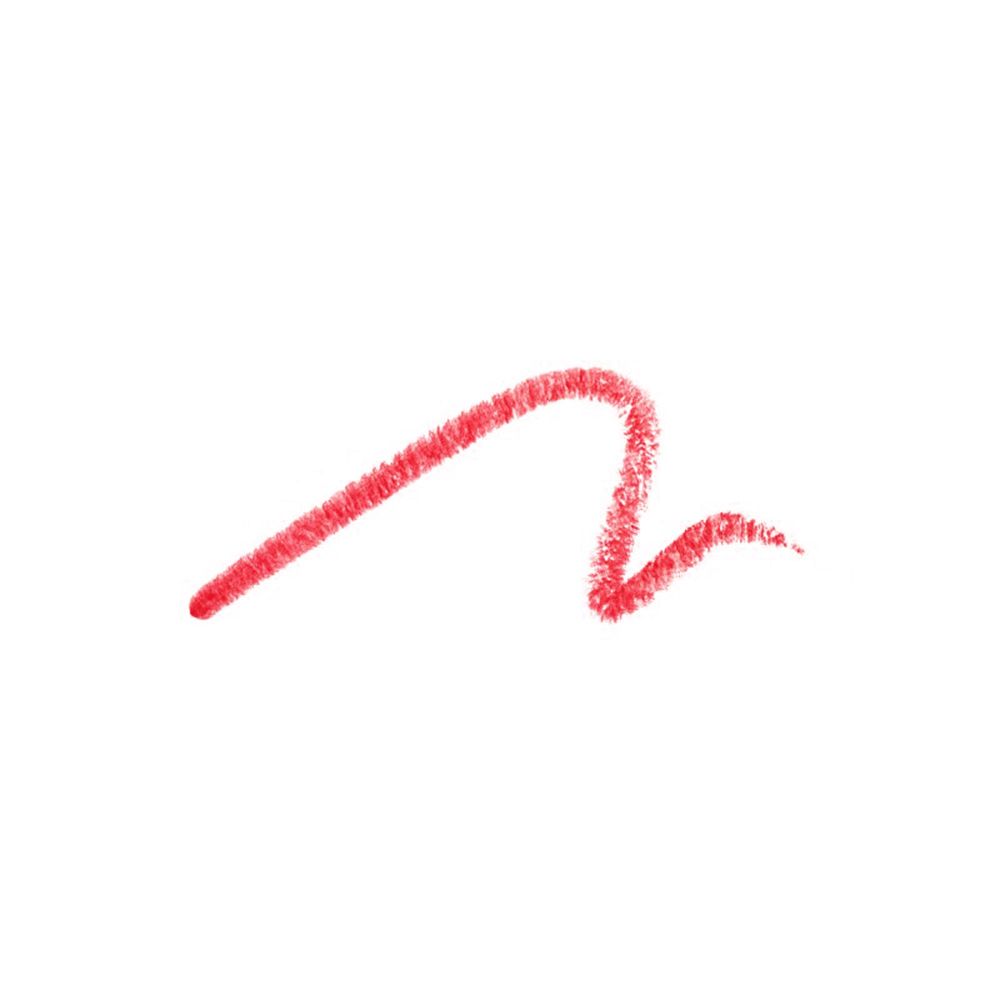 Trait de rouge à lèvres rouge sur fond blanc. Forme ondulée.
