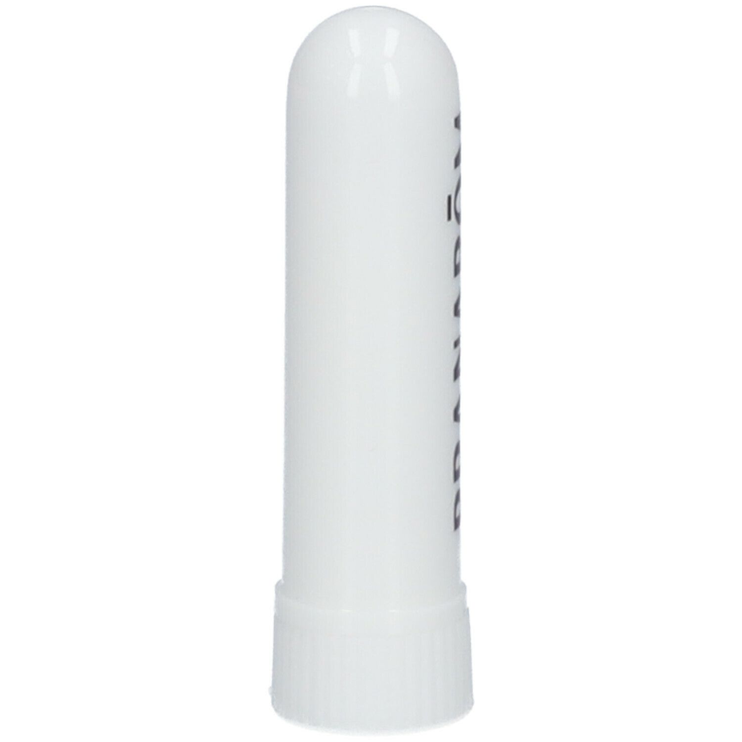 Witte inhalator. Cilindrische vorm met afgeronde dop en geribbelde basis. Geen andere tekst zichtbaar.