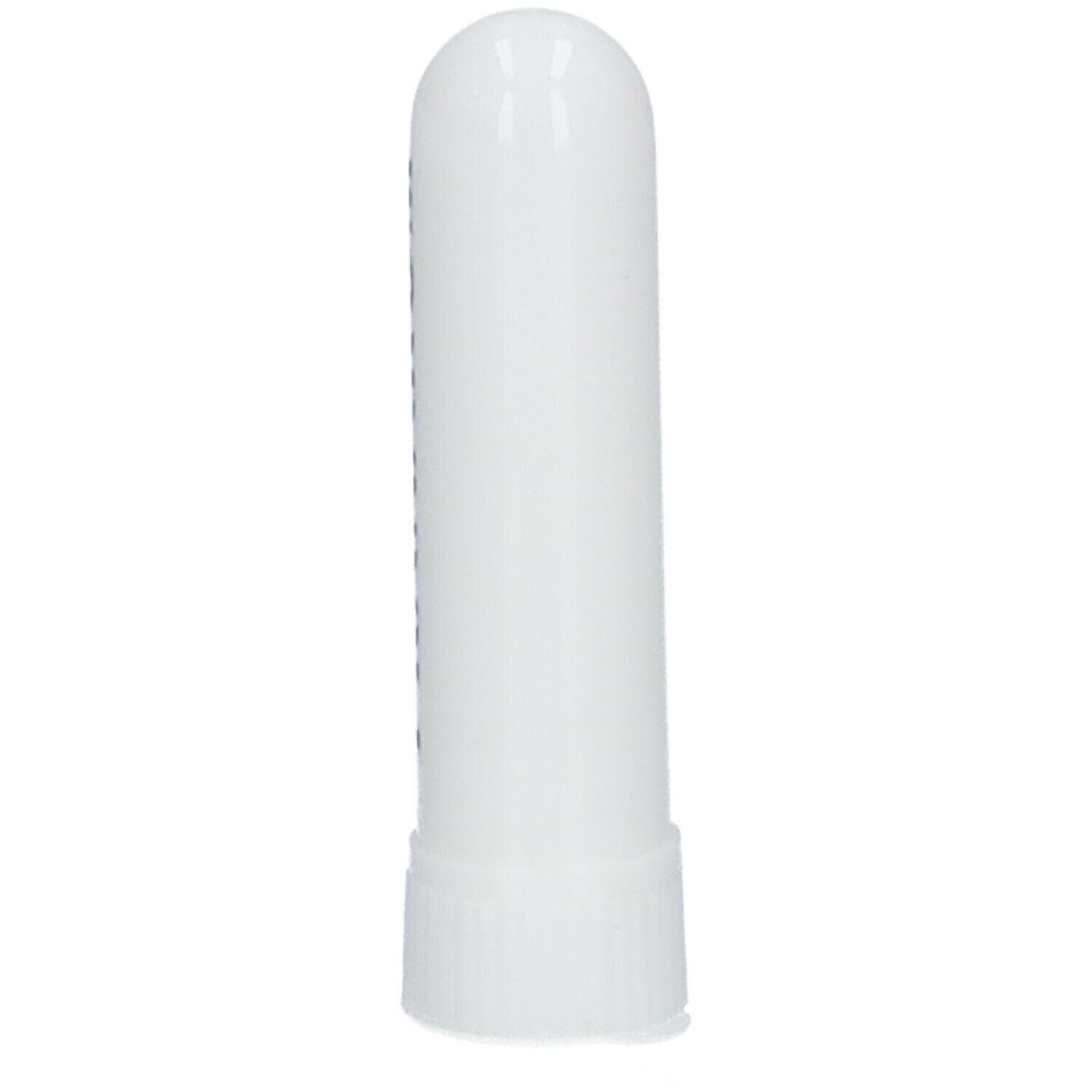 Witte inhalator. Cilindrische vorm met afgeronde dop en geribbelde basis. Geen andere tekst zichtbaar.