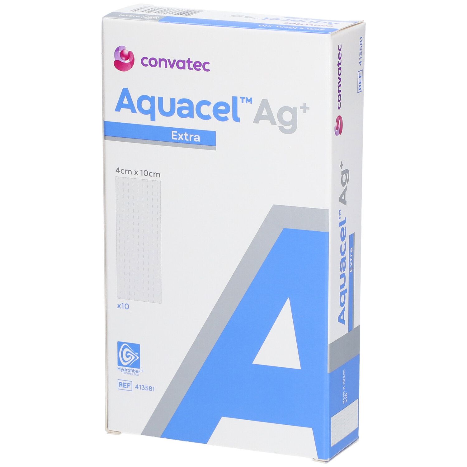 Aquacel AG+ Extra Hydrofiber Pansement 4 x 10 cm 10 pièces
