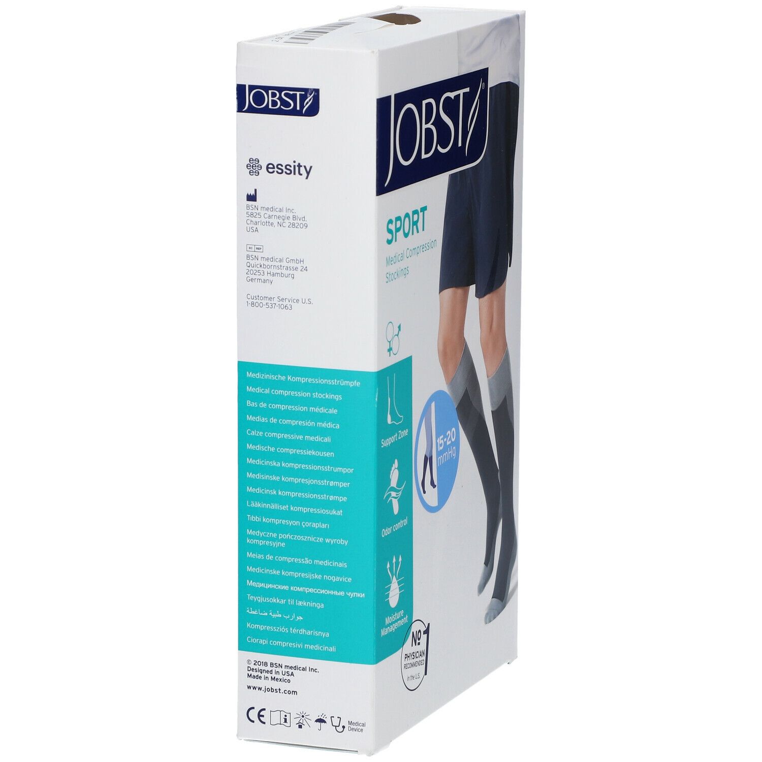 Jobst Sport Compressiekousen 15-20 AD Koninklijk Blauw Large 7528982 1 St