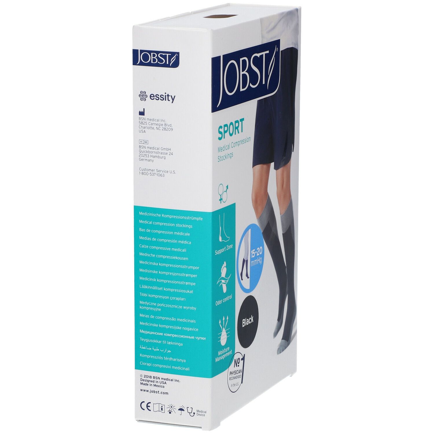 Jobst Sport Compressiekousen 15-20 AD Zwart Medium 7528971 1 St