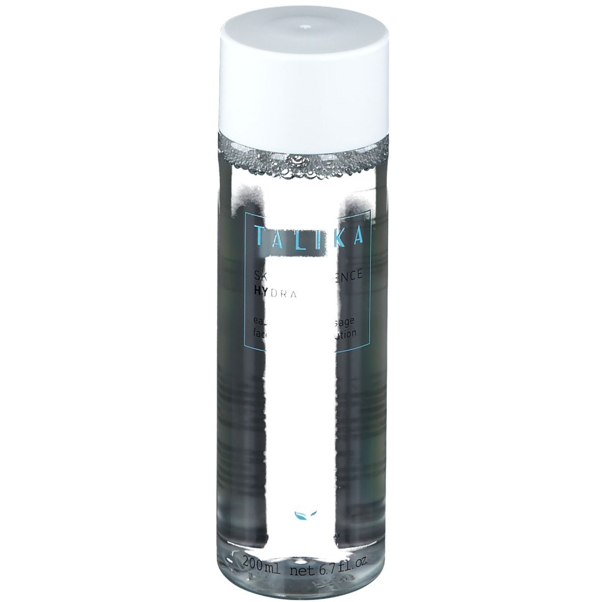 TALIKA Skintelligence Hydra Mizellenwasser. Flacon transparent, bouchon blanc. Inscription bleue sur étiquette blanche.