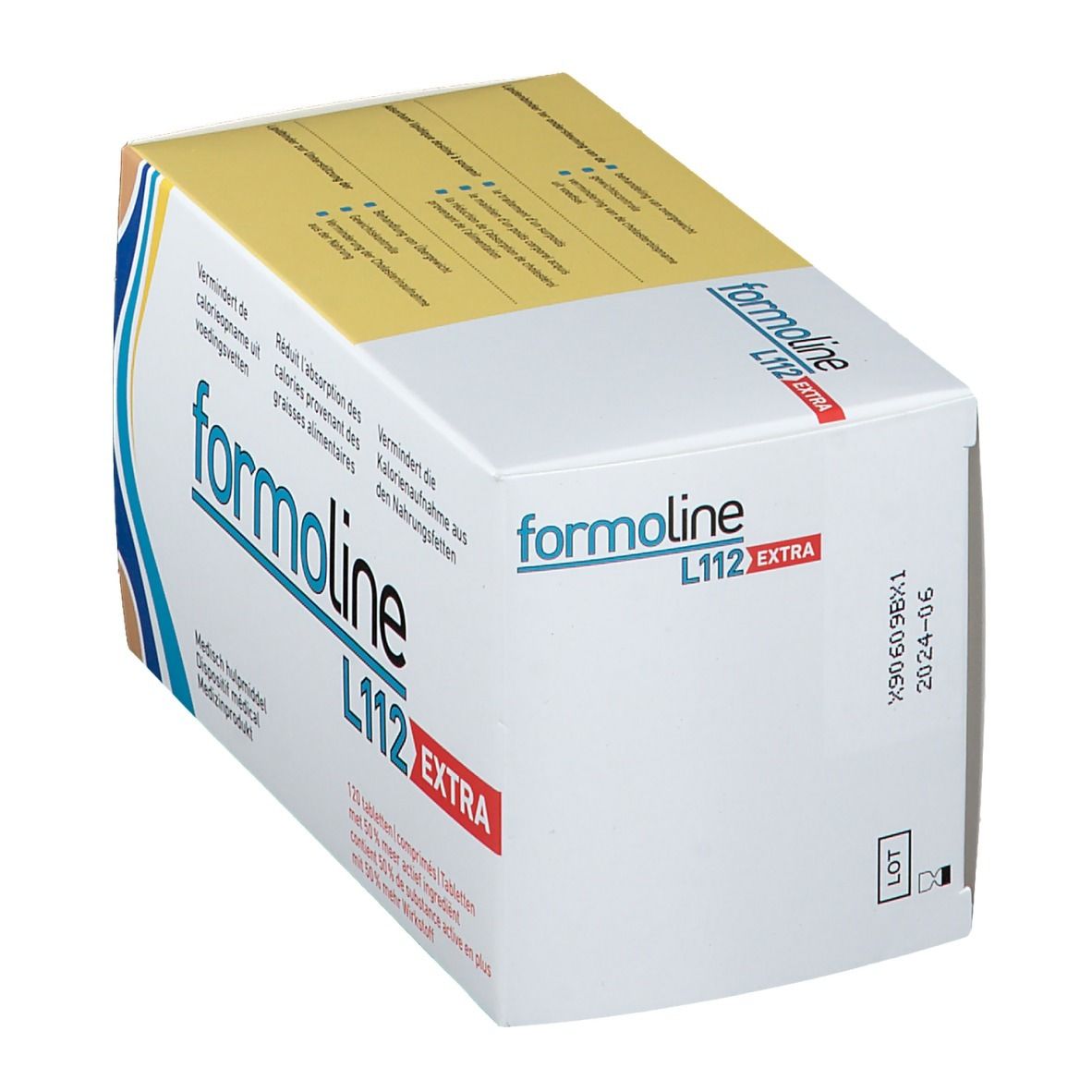 Boîte Formoline L112 Extra. Carton blanc avec nom et informations du produit. Date de péremption.