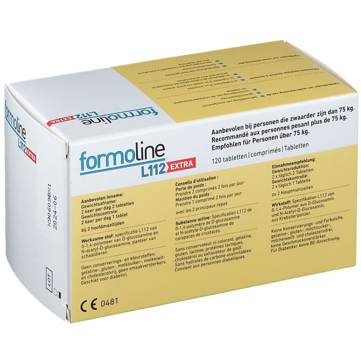 Boîte Formoline L112 Extra. Carton blanc avec informations produit et mode d'emploi.