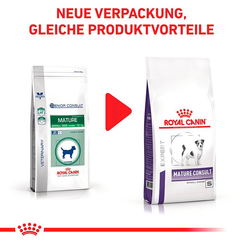 Rückseite eines 3,5 kg Beutels Royal Canin Mature Consult Katzenfutter mit Nährwertangaben.