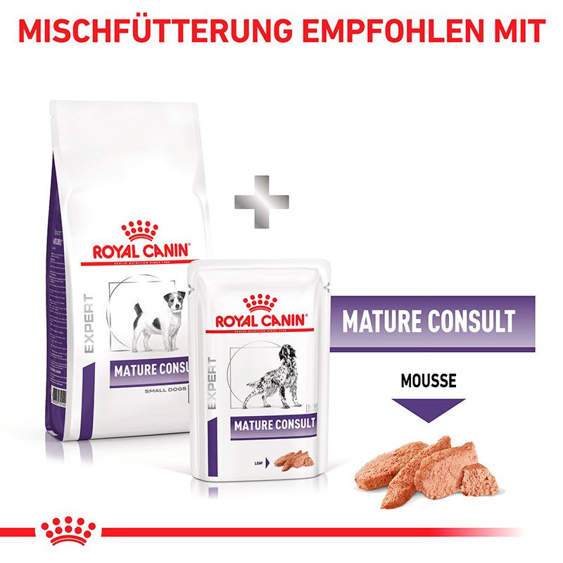 Seitenansicht eines 3,5 kg Beutels Royal Canin Mature Consult Katzenfutter.
