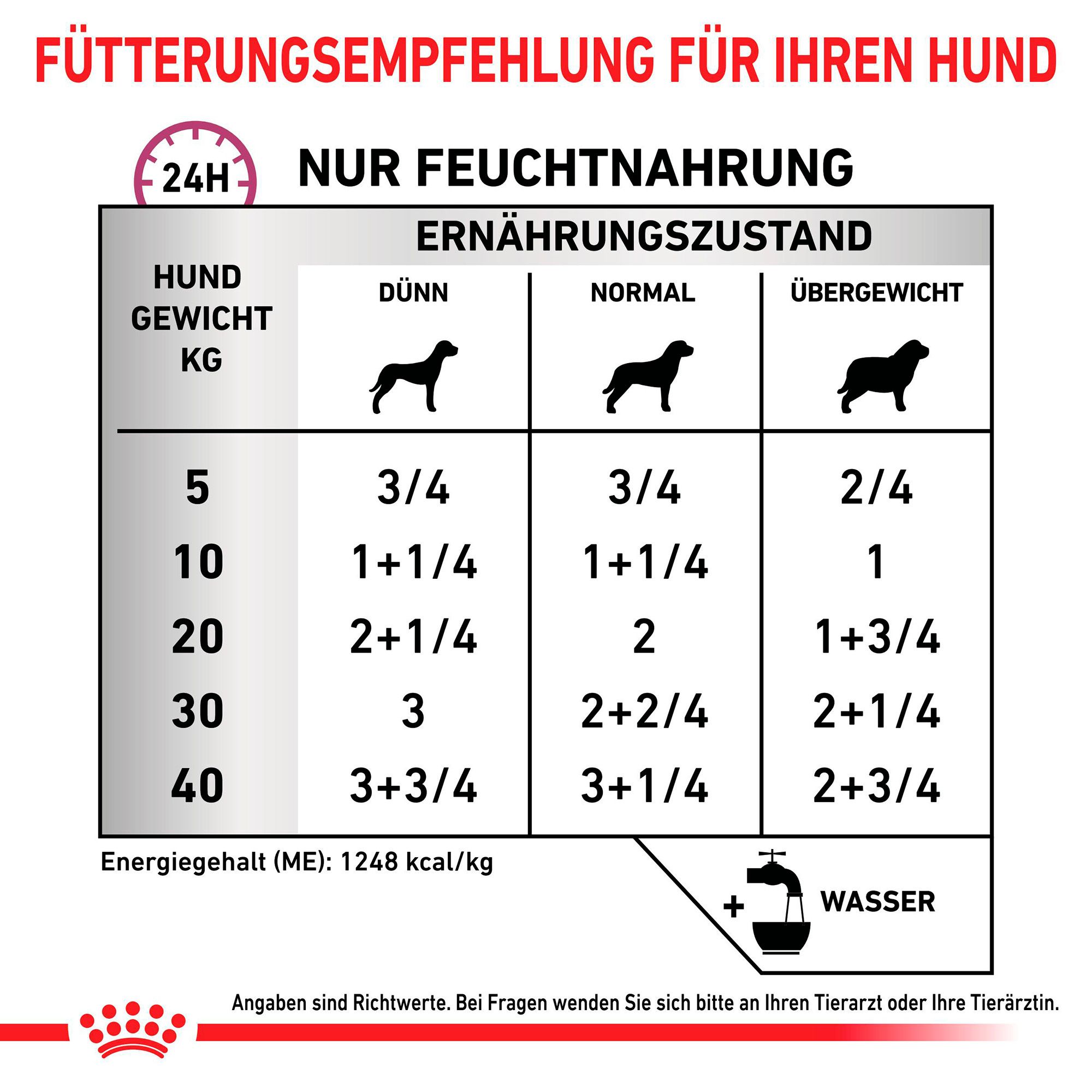 Verpackung mit 10 Dosen ROYAL CANIN® Veterinary Cardiac Hundefutter, von der Seite mit Fokus auf die Vorderseite.