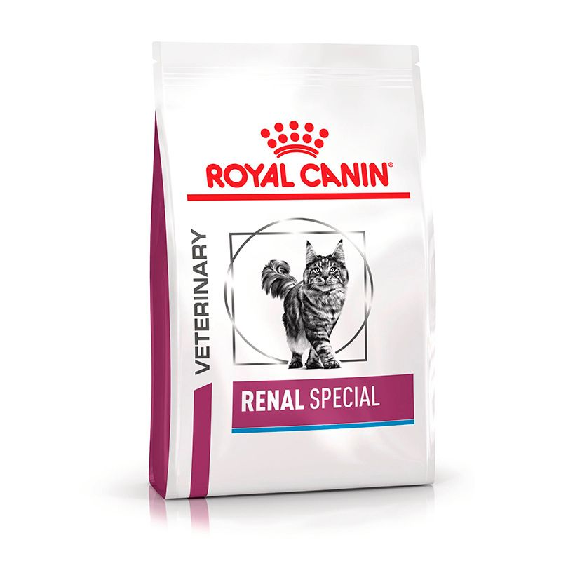 ROYAL CANIN Veterinary Feline Renal Special Futterbeutel mit Katze und Produktnamen.