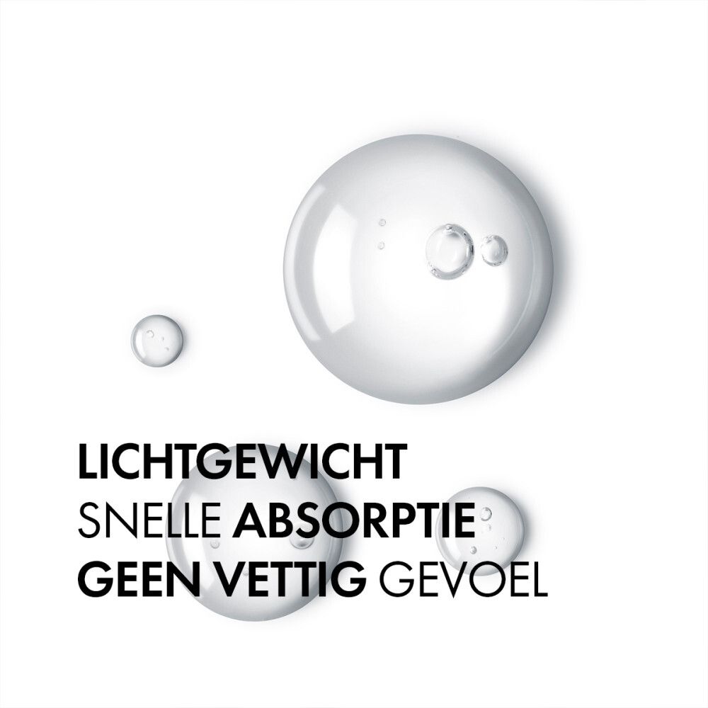 Close-up van bellen. Tekst: Lichtgewicht, snelle absorptie, geen vettig gevoel.