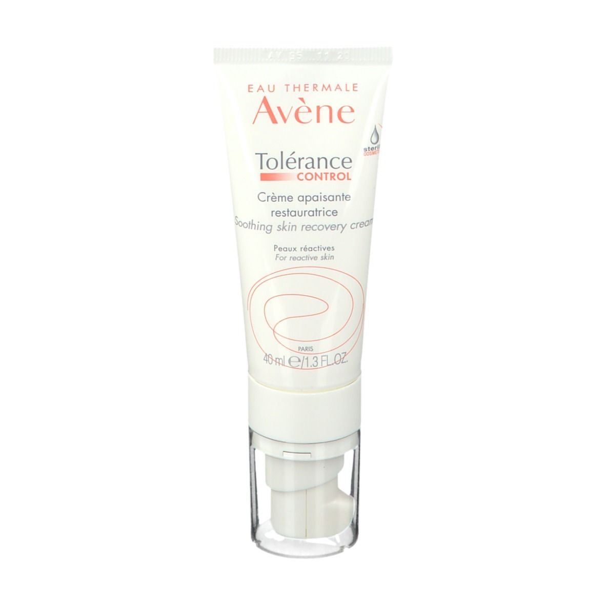 Witte tube met productnaam. Pompsluiting. 40 ml.