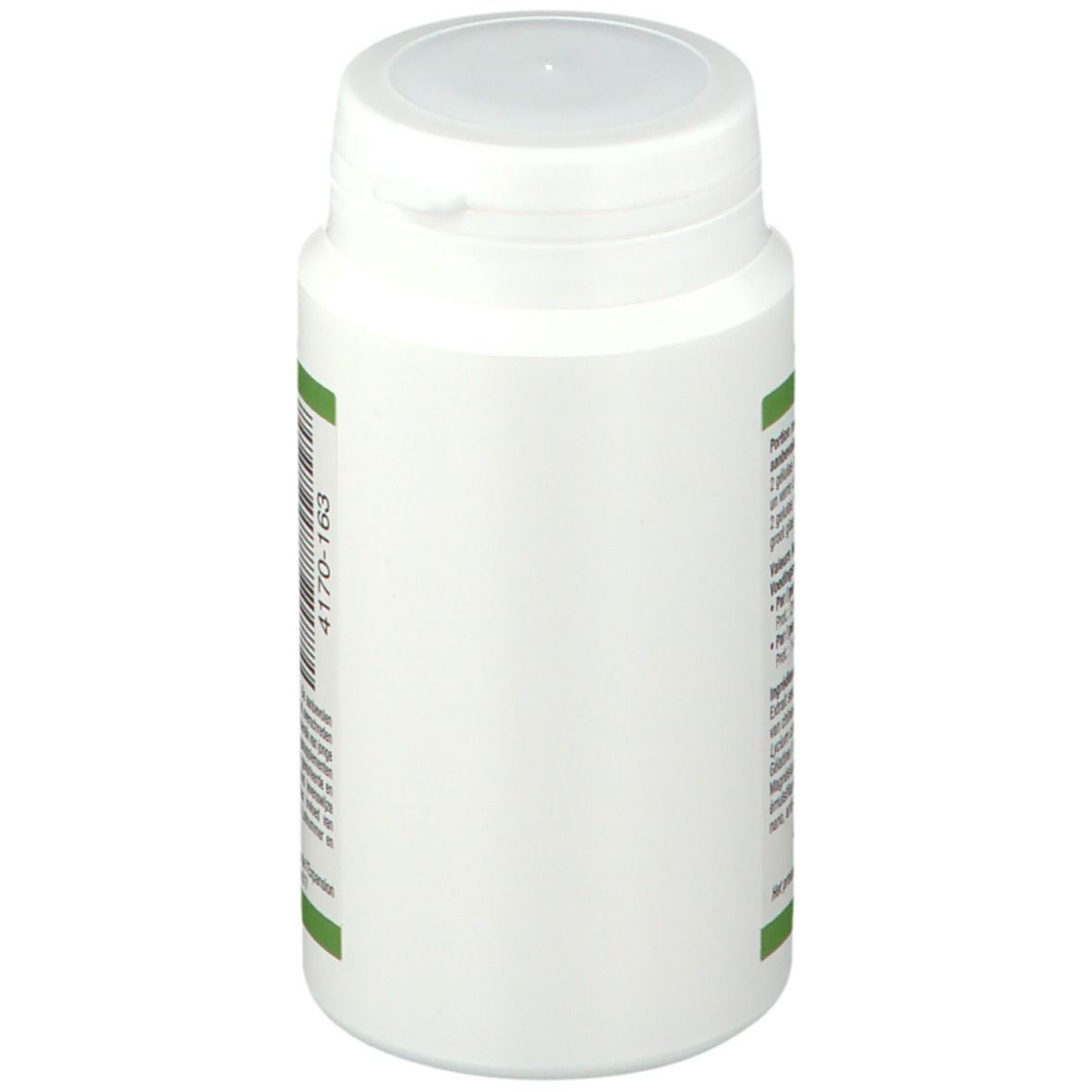 Witte fles met groen etiket. Opschrift: Lycium 2.0. Tekst in het Frans en Nederlands. Barcode en fabrikantenadres.