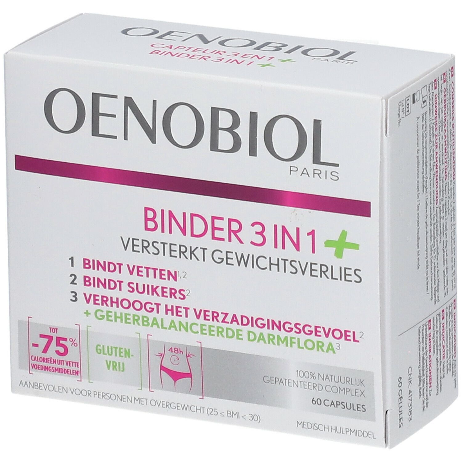 Oenobiol Capteur 3 in 1+ verpakking. Witte doos met productinfo en logo.
