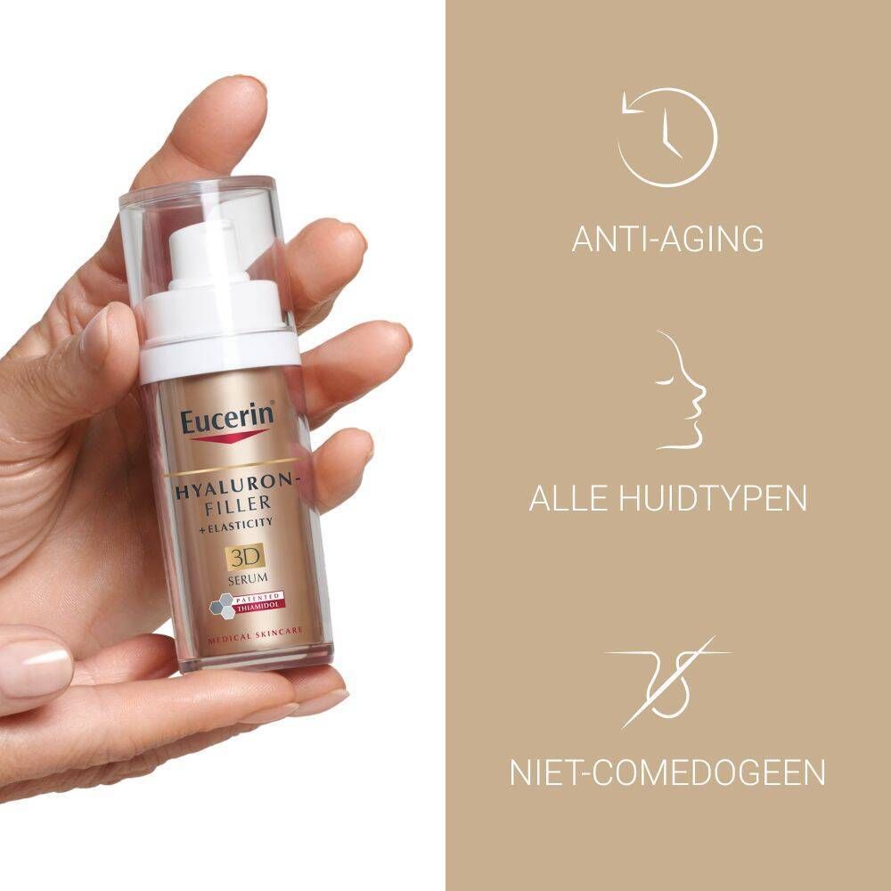 Serumfles in hand. Anti-aging, alle huidtypen, niet-comedogeen.