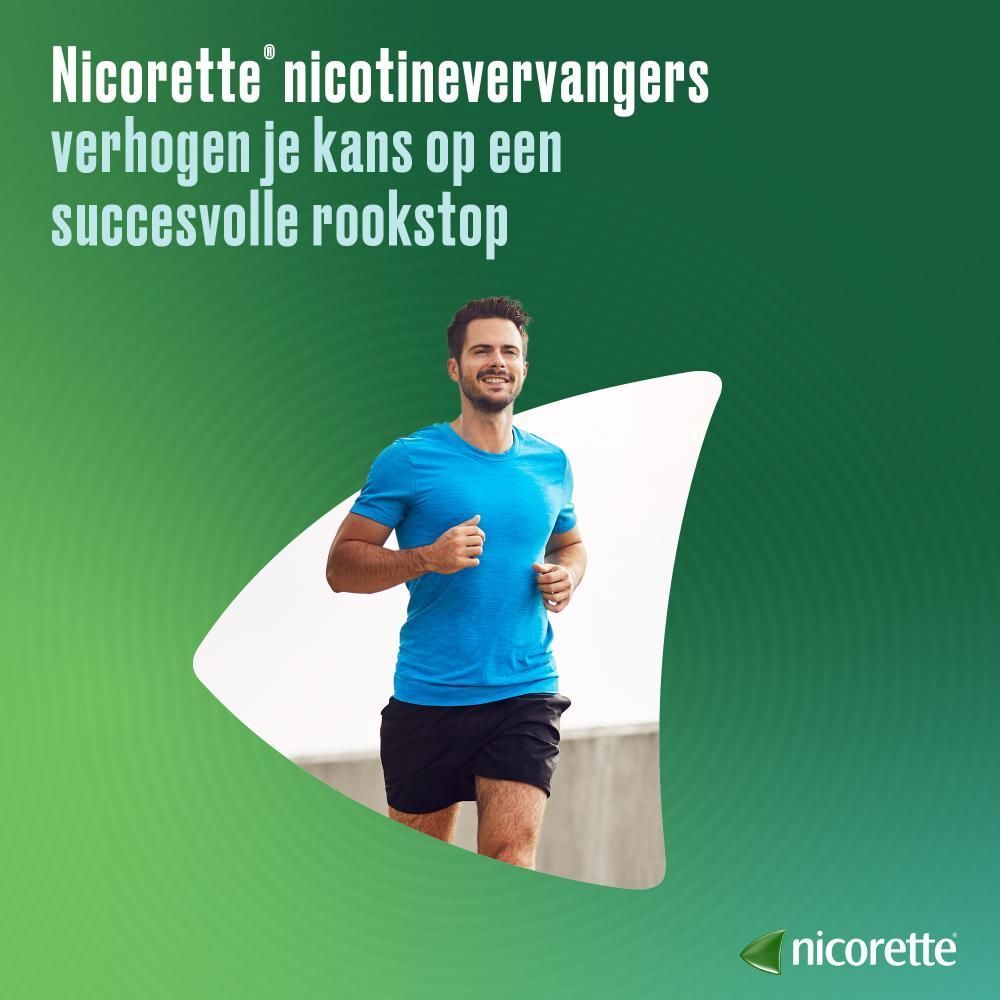Man rent. Tekst: Nicotinevervangers verhogen je kans op een succesvolle rookstop.