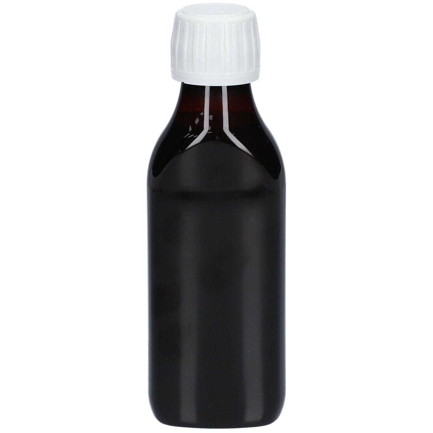Bruine fles met witte dop, zijaanzicht. Etiket met productnaam en tekst. Merk Soria Bel.